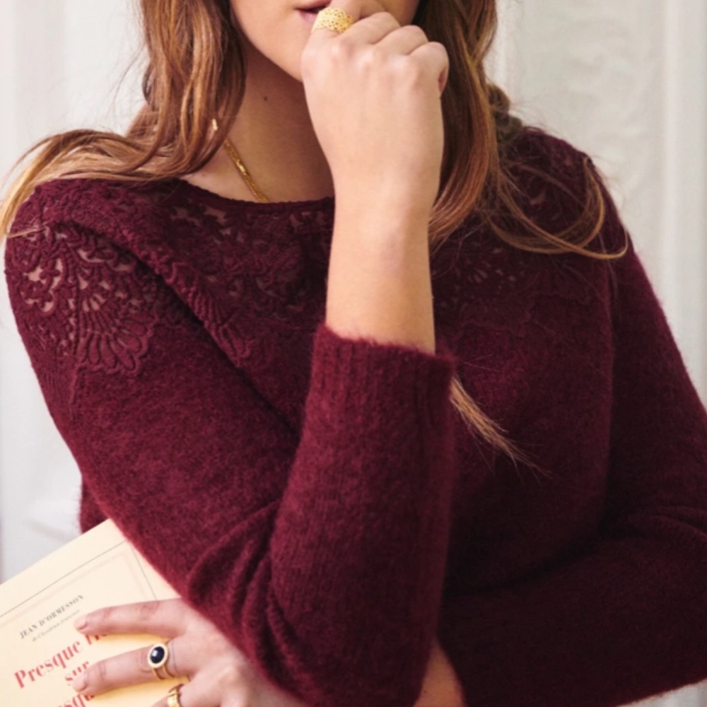 Sezane Grace Sweater Sz Small - Wine / Prune